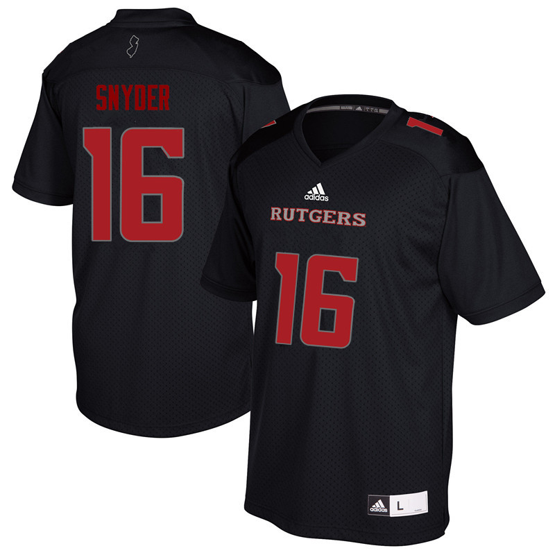 Men #16 Cole Snyder Rutgers Scarlet Knights College Football Jerseys Sale-Black